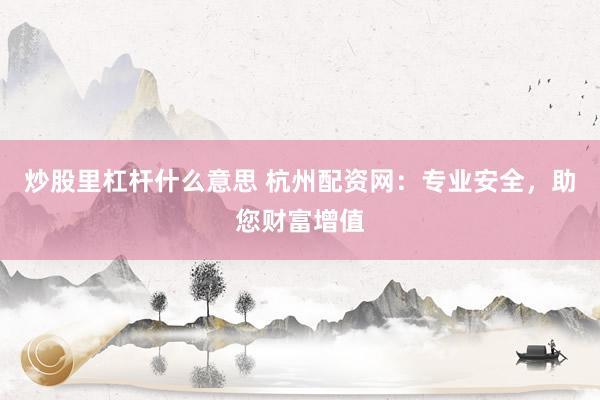 炒股里杠杆什么意思 杭州配资网：专业安全，助您财富增值
