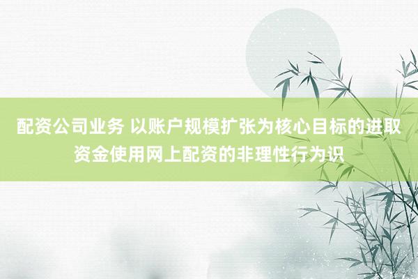 配资公司业务 以账户规模扩张为核心目标的进取资金使用网上配资的非理性行为识